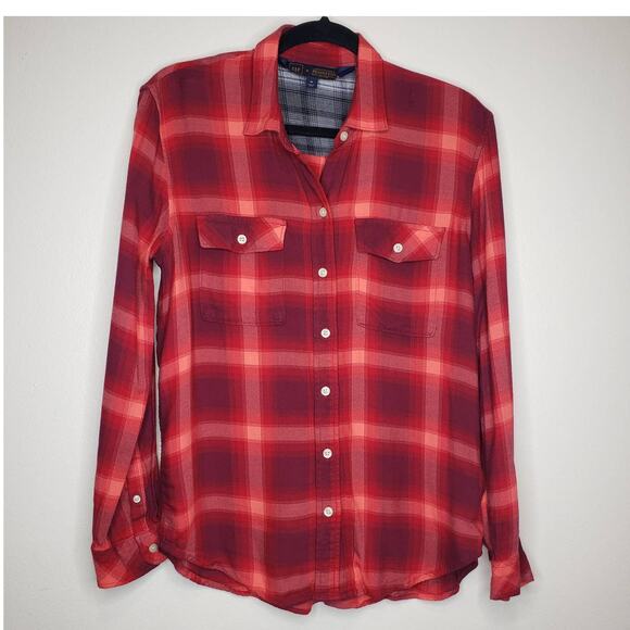 Gap x Pendleton| Red Orange Plaid button down shirt in size Medium - Picture 1 of 8